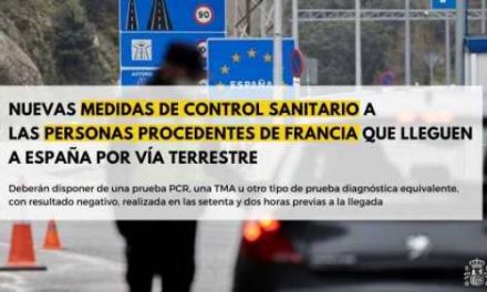 Från 30 mars krävs negativt PCR-test landvägen till Spanien via Frankrike