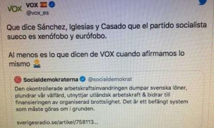 Svenska socialdemokraternas tweet slagträ för Vox