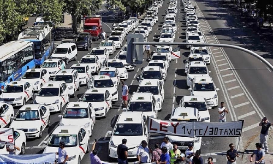 Taxistrejken i Spanien fortsätter