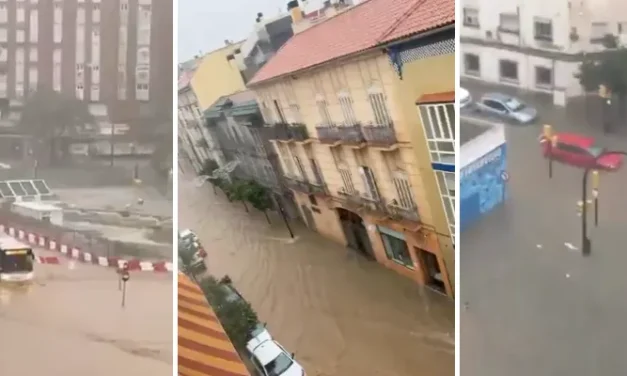 Málaga centrum under vatten – röd varning förlängs till torsdag klockan 08