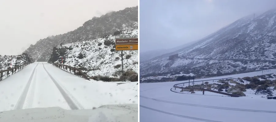 Minusgrader och snö på Teneriffa