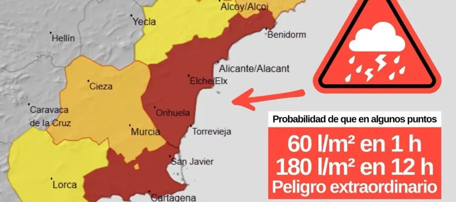 Röd vädervarning på Costa Blanca – skolor håller stängt