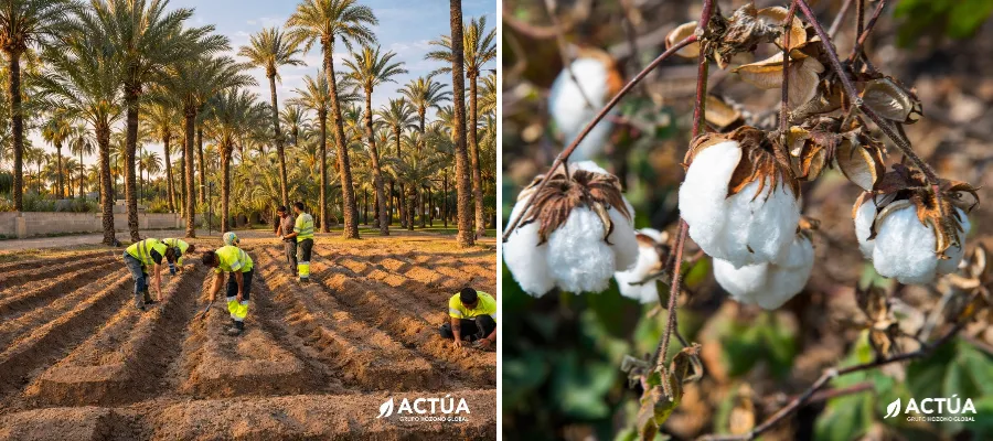 Bomullsodlingen ska tillbaka i Orihuelas palmlund